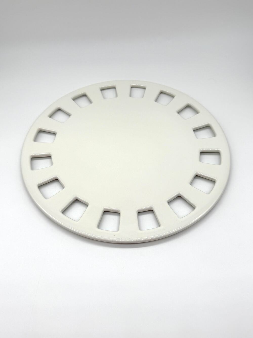 White Ceramic Deviled Egg Platter Serving Tray 12 Slot Appetizer Dish Round